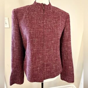 Jones Wear wool blend burgundy tweed blazer SZ 6